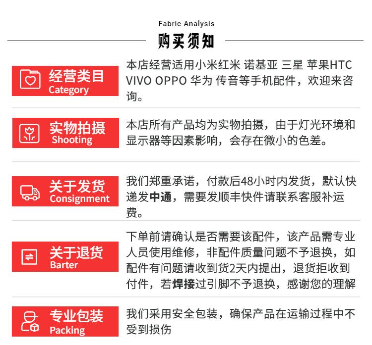购买须知（手机配件）