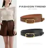 Cinturón de cuero genuino para mujer, simple y elegante, versátil para el estilo de commuting y de negocios, con hebilla de pasador, adecuado para combinar con jeans y faldas, cinturón de cuero delgado para mujer
