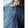 Pantalones Rectos de Mezclilla Casual para Hombre Primavera y Verano Caballero de Negocios Pantalones de Cintura Alta Jeans Plisados Juventud Nápoles