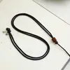 Collar de Cuerda con Colgante de Barril de Palo de Rosa Cuerda DIY Trenzada Elástica Cordón Cera de Abejas Jade Colgante de Jade Cadena de Suéter