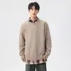 Malha Falsa de Duas Peças Camisa Polo Masculina Gola Xadrez Malha de Outono e Inverno de Alta Qualidade Exportação Atacado Transfronteiriço