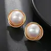Nuevos pendientes redondos de perla Mabei sin perforación, estilo retro Hepburn para mujer, pendientes de moda de alta calidad para nicho