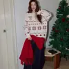 Suéter Pulôver Fair Isle Damasco Festivo Easterly para Mulheres, Roupa de Inverno de Natal, Tricô Espesso Quente, Camisa de Manga Longa