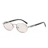 Gafas de Sol Redondas de Marco Pequeño que Cambian de Color de Nuevo Estilo, Gafas de Sol de Alta Gama para Mujeres Europeas y Americanas, Gafas de Sol Metálicas Retro para Rostro Pequeño