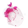 Amazon colorido popular tocado de plumas elegante europeo y americano nupcial Halloween banquete actuación cubrebocas redecilla para el pelo diadema