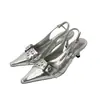 Primer Encuentro Temporada Zapatos de Tacón Alto con Punta Aguda para Mujer Sandalias con Hebilla de Cinturón de Punta Cerrada Zapatos Individuales Retro sin Espalda