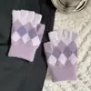 Luvas Meias de Diamante Quentes para Escrever no Inverno Xadrez Tricotadas Versáteis Dedos Livres Tela Sensível ao Toque Luvas de Nova Moda