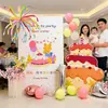 Decoración del Primer Cumpleaños de Bebé Niña Versión Familiar Fondo de Globos Fiesta Cartón Kt Decoración Dopamina Primer Cumpleaños