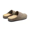 Versión de Zapatillas Muller de Piel de Vaca Importada de Un Pedal y Medias Zapatillas de Piel de Vaca Ternera Baotou Bucken Zapatillas Perezosas para Pareja