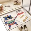 Tapete de Entrada para Baño de Dibujos Animados, Resistente a las Manchas y Fácil de Cuidar, Crayon Shin-Chan Baño Piso de Barro Diatómico Fuertemente Absorbente de Agua