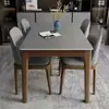 Juego de mesa de comedor y sillas de pizarra estilo italiano, mesa de comedor moderna para uso doméstico, madera maciza, tamaño pequeño, lujo ligero, mesa de comedor rectangular estilo occidental