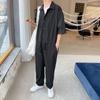 Ins Conjunto de Overol de Una Pieza Moda para Hombre Conjunto Hip-hop Holgado Verano Coreano Casual Pantalones a la Altura del Tobillo Marca de Moda