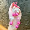 Chaveiro Criativo Pequeno Cor Doce Fresca Banhado com Contas Laço Coração Chaveiro Bolsa Pequeno Pingente Atacado