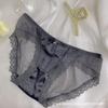 Roupa íntima feminina de cetim branco retrô francesa, calcinha de renda pura e rede sexy, cintura baixa, fina, de cetim