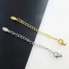 Corrente de extensão de aço inoxidável com banho de ouro a vácuo, 5cm, corrente de cauda com peça final, marca na cauda, acessórios para joias DIY