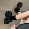 Sapatos femininos de couro com sola grossa, que aumentam a altura, salto grosso, coleção outono 2026, mocassins estilo britânico retrô, sapatos plataforma versáteis