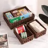 Cesta de Armazenamento Doméstico de Rattan Caixa de Armazenamento Estilo Japonês Diversos Brinquedos Lanches Caixa de Armazenamento Doméstico Cesta de Armazenamento Prática Armazenamento