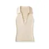 Atacado de Roupas Femininas Transfronteiriças Estilo Retro Francês Simples Casual Puro Desejo Decote V Sem Mangas Tricô Stretch Colete