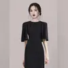 Comercio Exterior Mujer Verano 2024 Estilo Coreano Moda Elegante Elegante Adelgazante Estilo Dama Super Ajuste Delgado Vestido Midi Liso