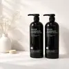 En Stock Botella Transparente Negra Redonda para Champú de 300 ml, Botella Personalizada de Plástico PET Negra Transparente para Gel de Ducha de 500 ml