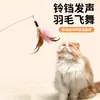 Brinquedo Varinha Agitadora para Gatos para Autoentretenimento e Interação, Alívio do Tédio para Animais de Estimação, Haste Longa com Pontas Substituíveis, Brinquedos de Pena e Rato para Filhotes
