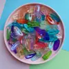 Presilha de plástico transparente cor de gelatina oval bico de pato diy fofa doce para menina grampo quebrado franja presilha lateral atacado