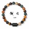 Pulseira de Contas de Pedra Natural Personalizada das Doze Constelações Europeias e Americanas Pedra Olho de Tigre Pedra de Imagem Pulseira de Constelação Dá Cartas de Constelação
