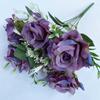 Flor Artificial Rosa Brillante Fénix de 7 Cabezas Planta Verde Artificial en Maceta Flor Decorativa para Salón de Bodas Decoración de Mesa para Interiores