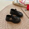 Zapatos de Cuero para Niñas, Estilo Nuevo Verano 2025, Suela Suave, Zapatos Individuales de Moda para Niños Mayores, Color Negro para Niñas
