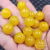Cuentas Redondas con Patrón de Ágata Amarillo Hielo Cuentas Sueltas de Jade 14 mm Calcedonia Amarilla Cuentas Talladas Accesorios para Joyería DIY Cuentas