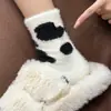 Calcetines Grues de Peluche Lindos para Mujer en Otoño e Invierno Calcetines Gruesos de Felpa Calientes con Forro de Polar Calcetines de Tubo Medio de Terciopelo de Visón para Dormir en Casa