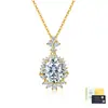 Collar de plata de ley S925 con moissanita en forma ovalada para mujer, diseño de corona vintage, cadena ligera de lujo para la clavícula, stock de fábrica al por mayor