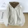 Jaqueta Parka Masculina de Algodão Preguiçoso com Capuz e Zíper Cor Sólida Retro para Outono e Inverno