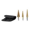 Fabricante Broca Pagoda Reta Métrica 3 Peças Broca Escalonada Cabo Hexagonal Ranhura Reta Conjunto em Bolsa de Pano Atacado