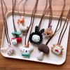 Cadena colgante de ropa para niña Mori de principios de otoño, con colgante de fruta de algodón acolchado con animales para niña, cadena de lana para bebé