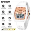 Reloj Juvenil Sanda Doble Zona Horaria Luminoso Multifuncional Unisex Electrónico Moda Tendencia Cronógrafo