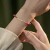 Prata S925 Doce e Fresca Corda Vermelha Trançada Contas de Jade Pulseira Ajustável para Mulheres Feito à Mão DIY Pulseira de Ágata Cristal C0711
