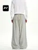 Pantalones Largos Holgados Rectos con Cordón Lavado Retro Streetwear Desgastados para Hombre y Mujer en Color Rico Blanco Arcilla Americano