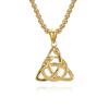 Collar Nórdico Vikingo Triángulo Serpiente Bicéfala Acero Titanio Frío Neutral Nudo Eterno Acero Inoxidable Colgante Colgante