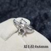Anillo de grupo con engaste, soporte vacío, plata S925, gema múltiple, corte superficie huevo, soporte 4x 6mm para gema, soporte para engaste DIY