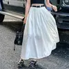 Moda de Verano para Niñas Falda Blanca, Elegante Falda de Línea A de Cintura Alta, Falda Larga Hasta la Rodilla, Conjunto de Falda para Niños Mayores
