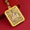 Tibet Semi-Pintado à Mão Dourado Thangka Cinco Mestres e Oito Deuses Guardiões Doze Signos do Zodíaco Thangka Pingente de Colar Pendurado