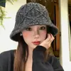 Gorro de Pescador Tejido de Rejilla de Diamantes Gris para Mujer Otoño Invierno Liso Casual para Circunferencia de Cabeza Grande Que Adelgaza la Cara