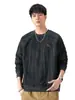 Ropa de Hombre Fengshe / Sudadera Rayada de Hombro y Manga Larga para Hombre, Camiseta de Manga Larga con Cuello Redondo, Top de Punto Moderno Estilo Americano