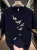 Algodão Puro Tops Casuais Camisetas Masculinas Manga Meia Manga Estampadas Personalizadas Manga Curta Gola Redonda Verão Soltas e Versáteis Nova Marca Tendência