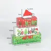 Set de Cuatro Piezas de Madera Señales Decorativas de Mesa Navideña, Sombreros Navideños, Piezas de Letrero de Madera para Decoración de Mesa Navideña, Soporte de Capas