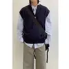 Novo colete de malha minimalista estilo americano para homens, nova coleção outono/inverno, anti-bolinhas, cor sólida, gola V, colete de malha para puxar