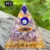 Pirâmide de bola de cristal natural de 8cm Ornamento de mesa de escritório europeu e americano Artesanato de pirâmide de resina para yoga e meditação