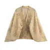 Item Mais Vendido no Exterior do Aliexpress Novo Estilo Primavera 2026 Corte Tridimensional Afina a Cintura Decote V Top Estampado 8286005005