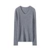 Suéter de Gola U Outono e Inverno Feminino Suéter de Cashmere Feminino Gola Baixa Slim Aparência Emagrecedora Justo Suéter para Usar por Baixo Malha Pura de Cashmere